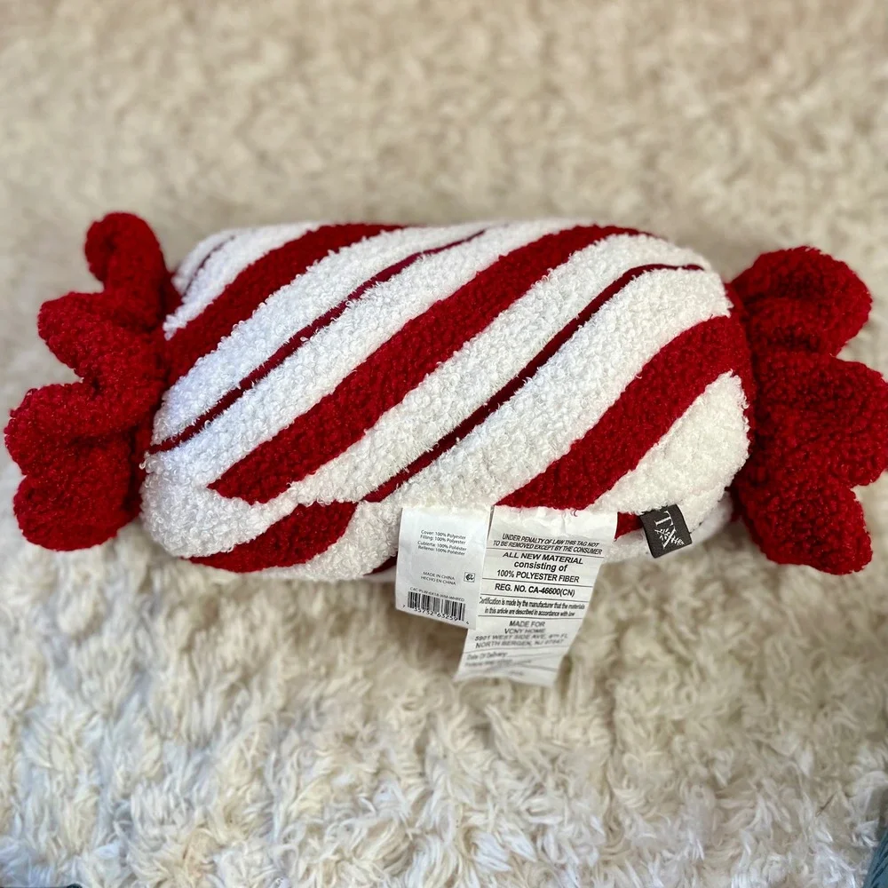 My Texas House Candy Cane‎ Decorative Pillow Christmas Holiday Chenille Plush